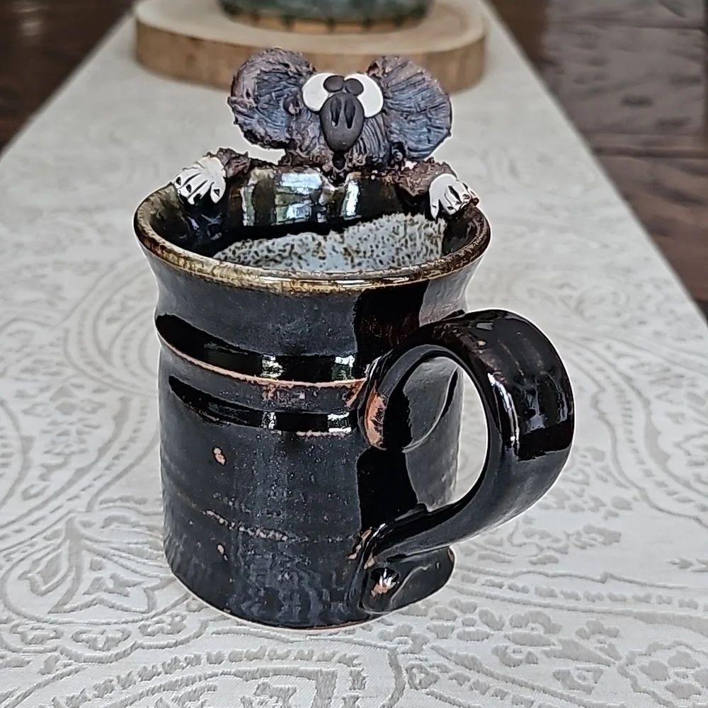 Nica Handcrafted & Signed Brown 3D Koala Ceramic Mug